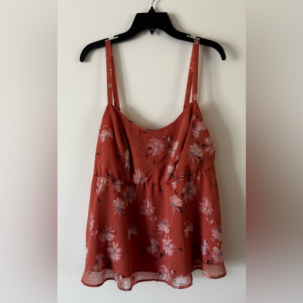 Torrid Coral Floral Falling Daisy Sleeveless Babydoll Cami New with tags